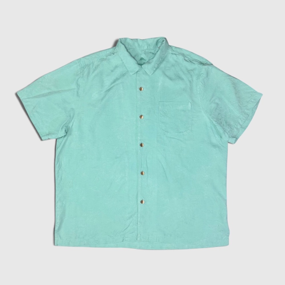 Tommy Bahama Short Sleeve 100%Silk Hawaiian Floral Shirt - Men's - XL - Teal
